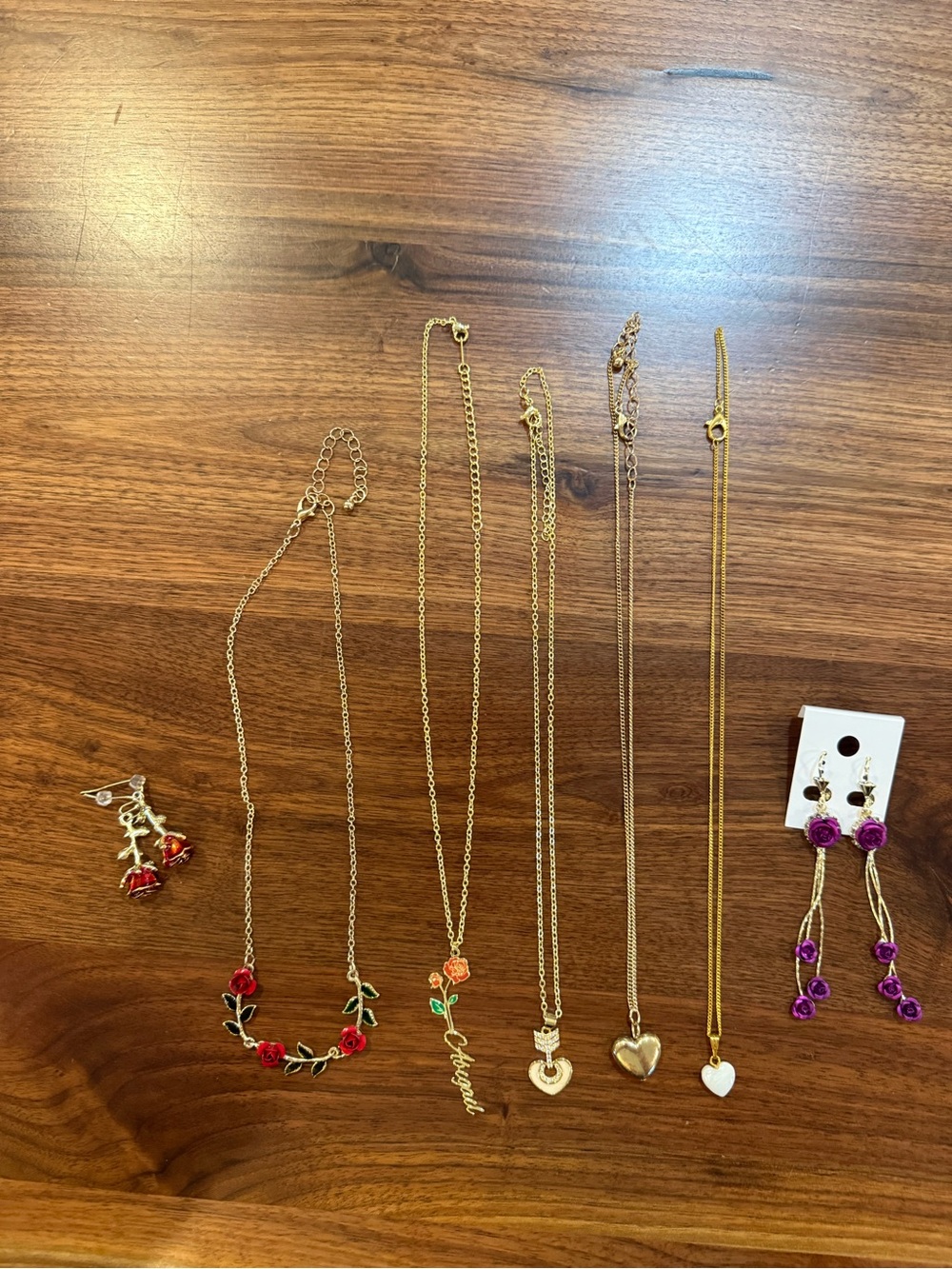 SHEIN BUNDLE- Roses and Hearts Necklaces and Earrings- EUC